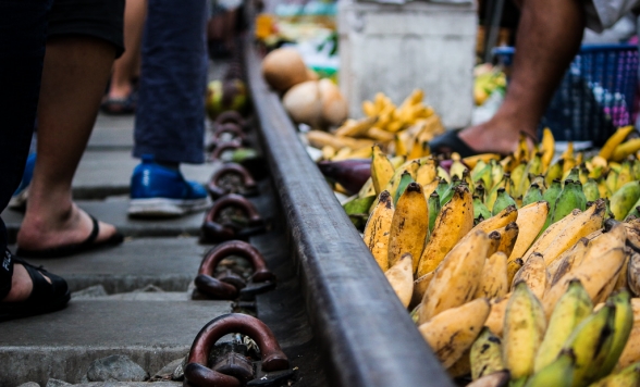列車出発時刻までマーケット内 自由散策