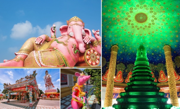 【午前発】ピンクガネーシャ(ワット・サマーンラッタナーラーム)＆ワット・パクナム