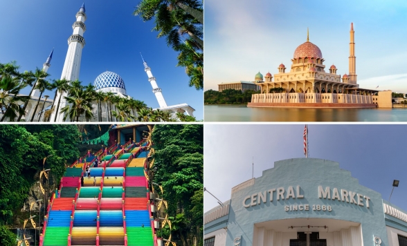 クアラルンプール定番＆話題のスポットを半日で満喫！バツー洞窟・ブルーモスク・ピンクモスクツアー＜日本語ガイド／プトラジャヤクルーズ付き＞