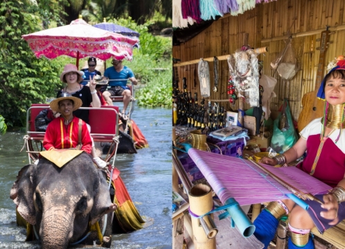 エレファントキャンプで楽しめる象乗り＆首長族の村