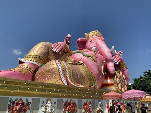 巨大なピンクガネーシャ(ワット・サマーン・ラッタナーラーム)到着