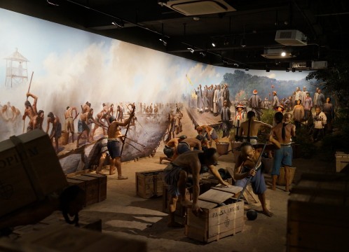 虎門 アヘン戦争博物館（林則徐記念館）～ 館内 林則徐によるアヘンの棄却の様子を再現し展示物 イメージ